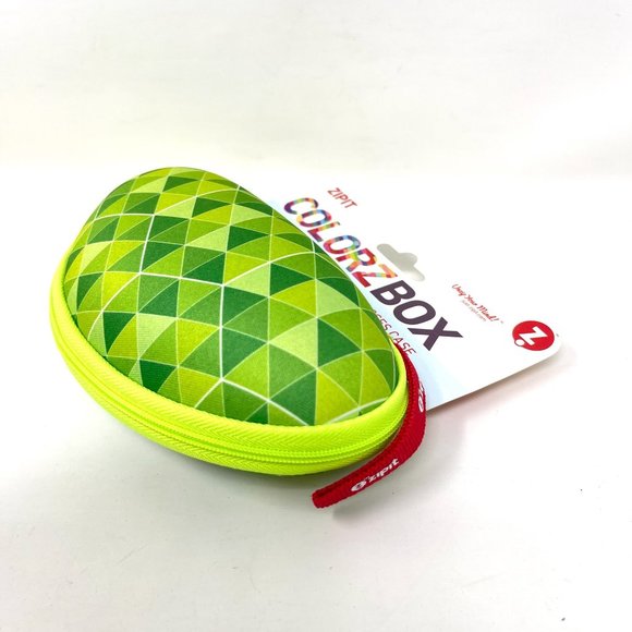 Zipit‎ Colorz Glasses Case Lucky Green Triangles - Picture 1 of 8